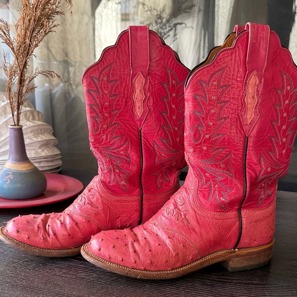 Lucchese Pink Western Ankle Boots